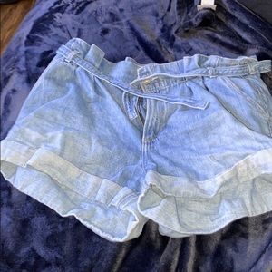 Paper bag mom jean shorts